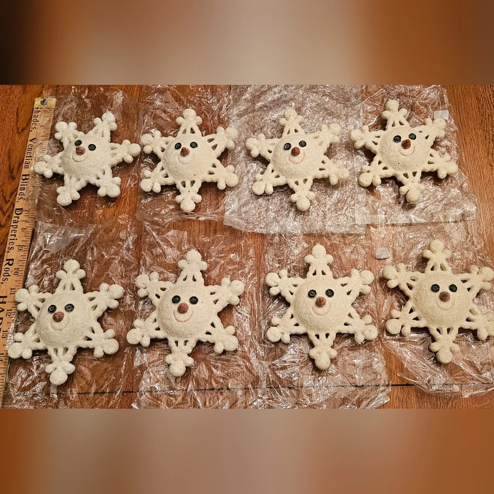 NEW SNOWMAN SNOWFLAKE Ornaments - Set of 8! 6